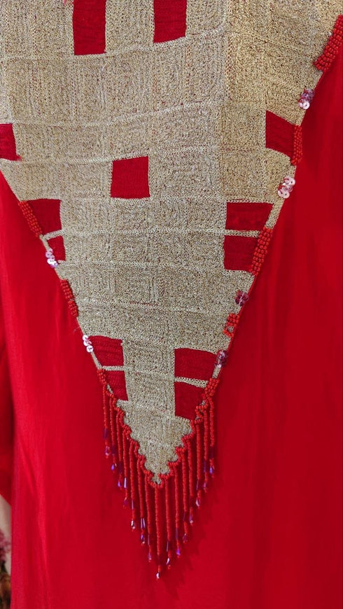 Kareena Sindoor Red Kaftan Top With Drape Skirt